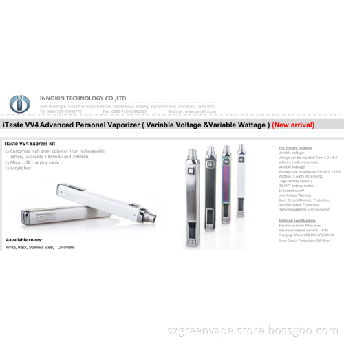 2015 New Arrival Innokin itaste vv v4.0 express kit VS Innokin itaste vv 3.0 express kit,in stock!